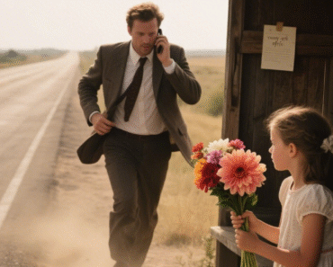 Rushing to his wedding, he bought flowers from a little girl by the roadside… But before reaching the registry office, he found a note inside — and called everything off!