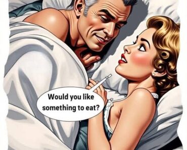 A woman asks her husband at breakfast time