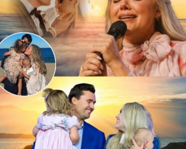 This morning, grief turned into something almost unbearable. Erika Kirk, her voice trembling, unveiled a private video never meant for the public. On the screen, Charlie Kirk appeared — smiling, laughing, cradling his little girl in his arms. His laughter filled the frame, his embrace so protective, so alive… and yet, everyone watching knew: this was a warmth the world would never feel again. For Erika, the decision to share it was not about politics. It was about love, about memory, about making sure their daughter grows up knowing her father’s touch, his laugh, his presence. Within minutes, the video spread nationwide. Families watched and wept. Strangers admitted they couldn’t finish it without breaking down. What began as a family’s private treasure had become a nation’s collective farewell.